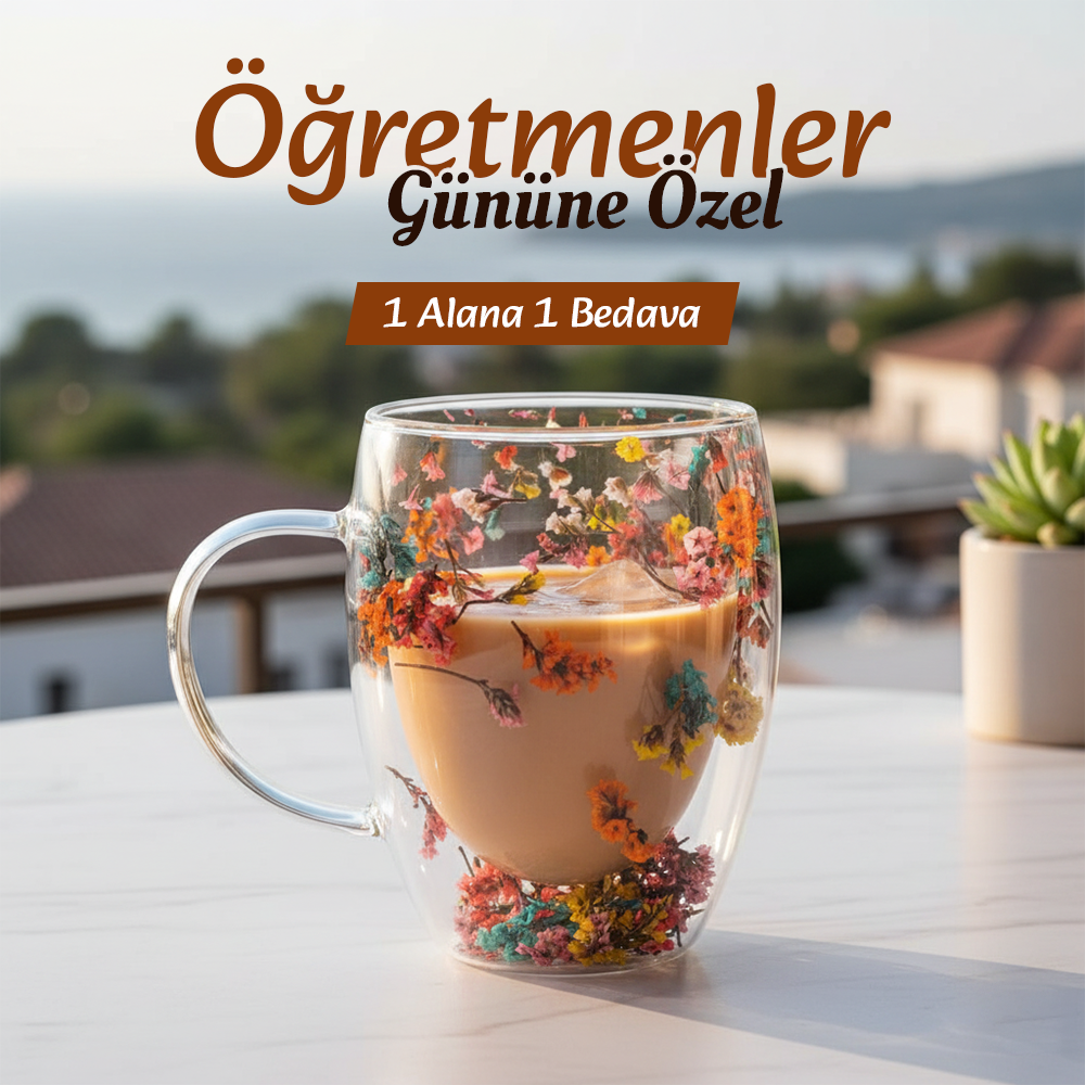 1 Alana 1 Bedava Çiçekli Bardak
