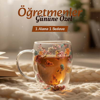 1 Alana 1 Bedava Çiçekli Bardak